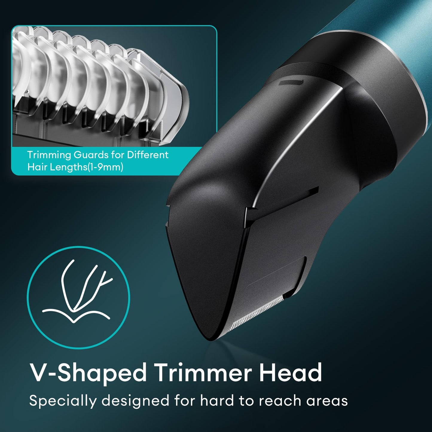 kensen Body Hair Trimmer for Men - Manscape 3-in-1 Beard Trimmer for Men, Men's Groin & Pubic Hair Trimmer IPX6 Waterproof Wet/Dry Electric Razor for Mens Cordless Hair Clippers for Mens Shaver -Green