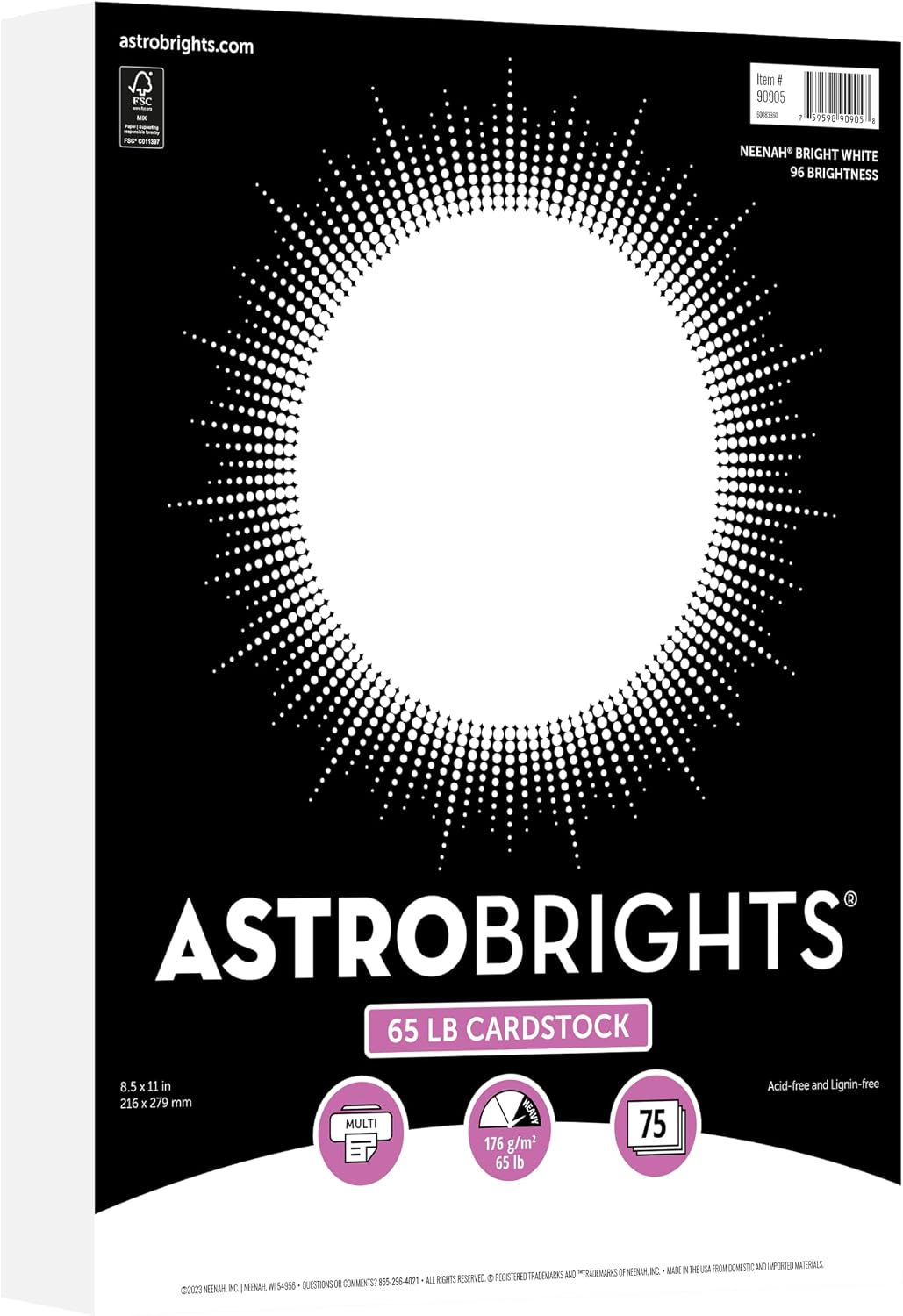 Bright White Cardstock - 8.5" x 11", 65 lb, 176 gsm, 75 Sheets | Ideal for Printing & Crafting