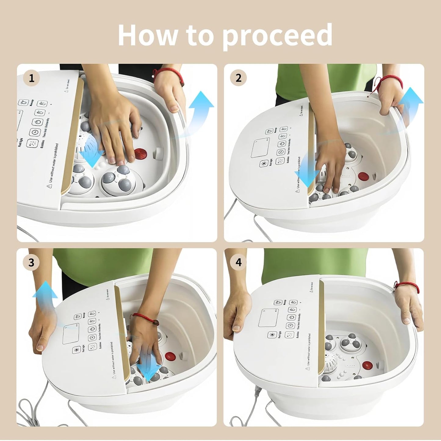Collapsible Foot Spa Bath Massager - Heated Pedicure Tub with Bubbles & Timer | Relaxation & Stress Relief for Home or Office