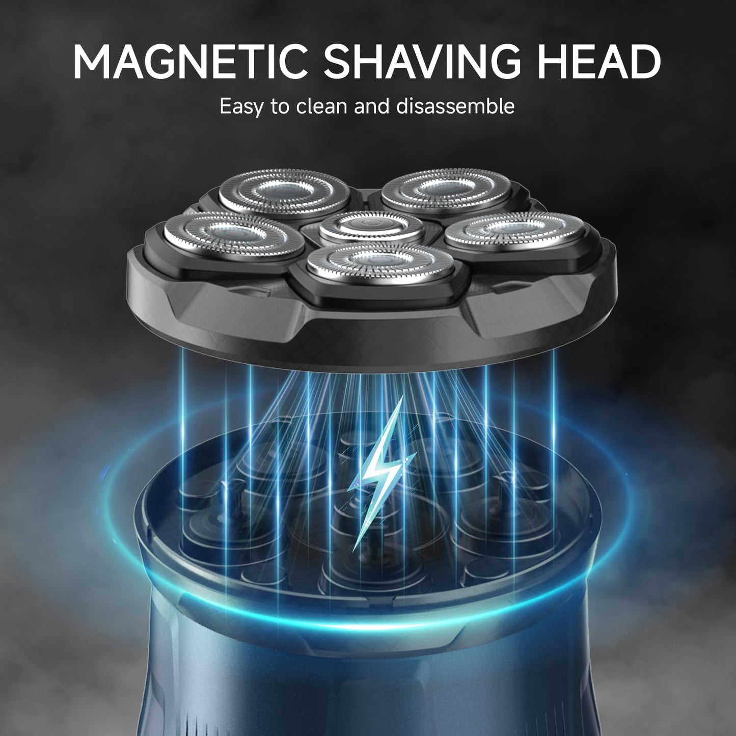 Electric Head Shaver for Bald Men, 6D Flexible Head Shavers, Magnetic Detachable Blade, Bald Razor, Wet & Dry Waterproof Skull Shaver, Cordless USB-C Rechargeable Electric Razor for Men