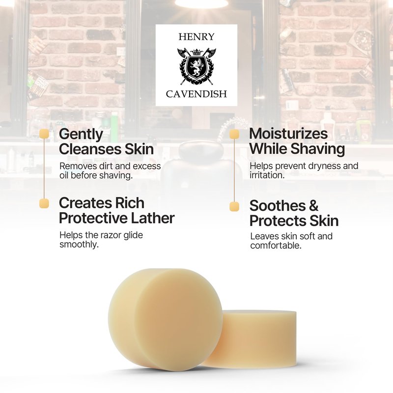 Henry Cavendish Himalaya Shaving Soap with Shea Butter & Coconut Oil. Long Lasting 4 oz Puck Refill. Mens Shave Soap. All Natural. Rich Lather, Smooth Comfortable Shave. For Ladies and Gentlemen.