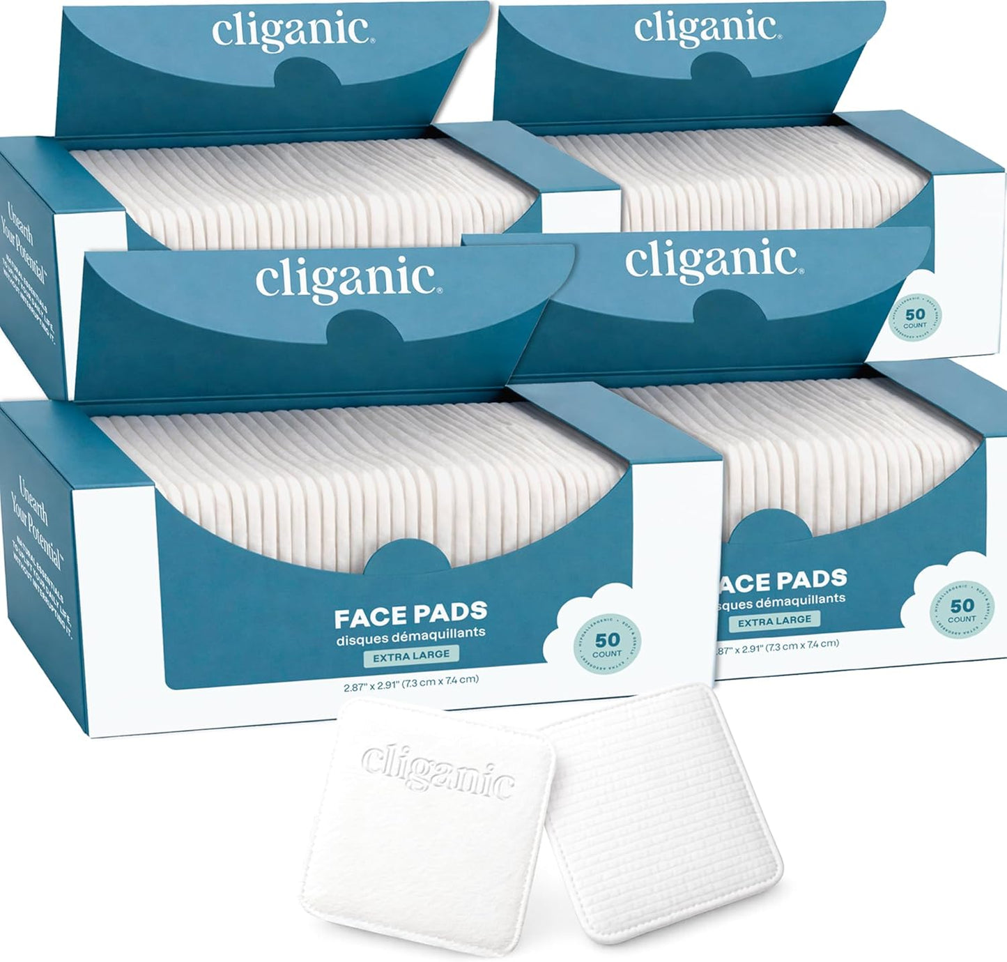 Extra Large Face Pads - 200 Count Soft, Absorbent, Hypoallergenic | Dual-Sided Lint-Free for Makeup & Skincare