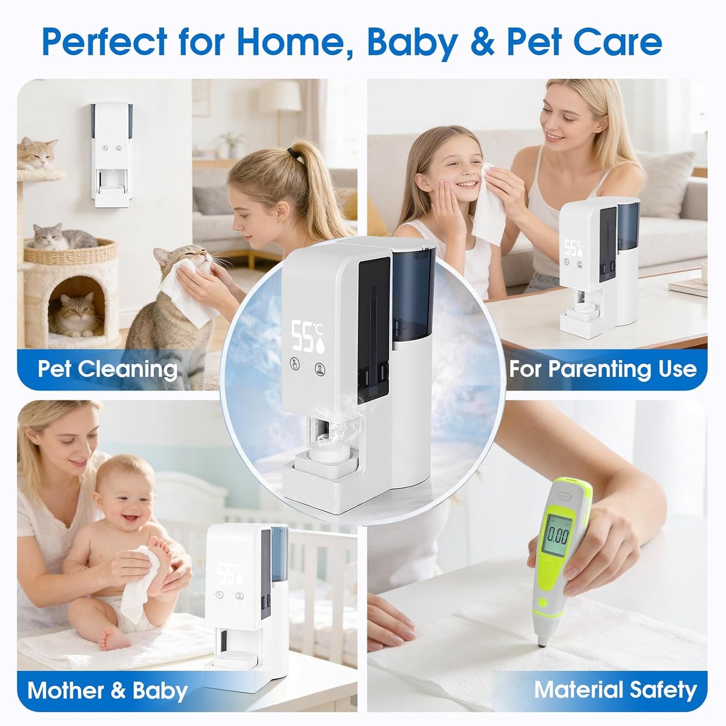 Automatic Hot Towel Dispenser - Upgraded Facial Towel Warmer with 5s Instant Heat | 55°C (131°F) Voice Alert, Wall/Counter Use (100 Towels)