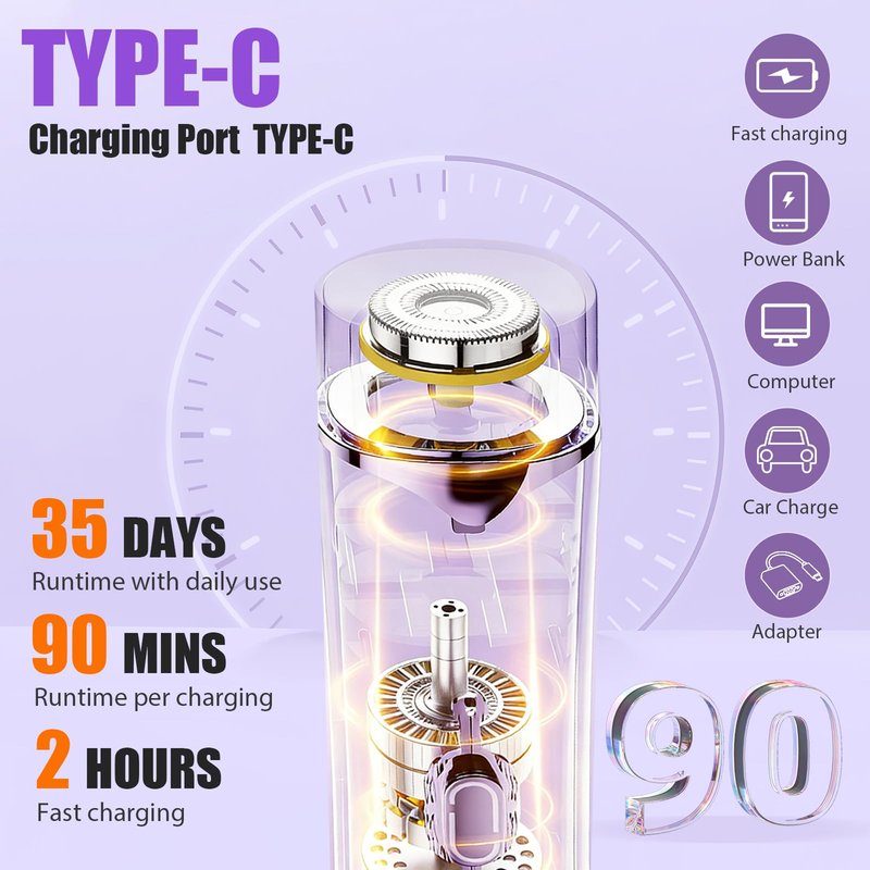 Bikini Trimmer for Women,2-in-1 Electric Shaver, Rechargeable Pubic Body Hair Trimmer Electric Shaver for Legs Body Hair,Dual Head Electric Razors Shaver, for Ladies Pubic, Face, Underarms, Legs
