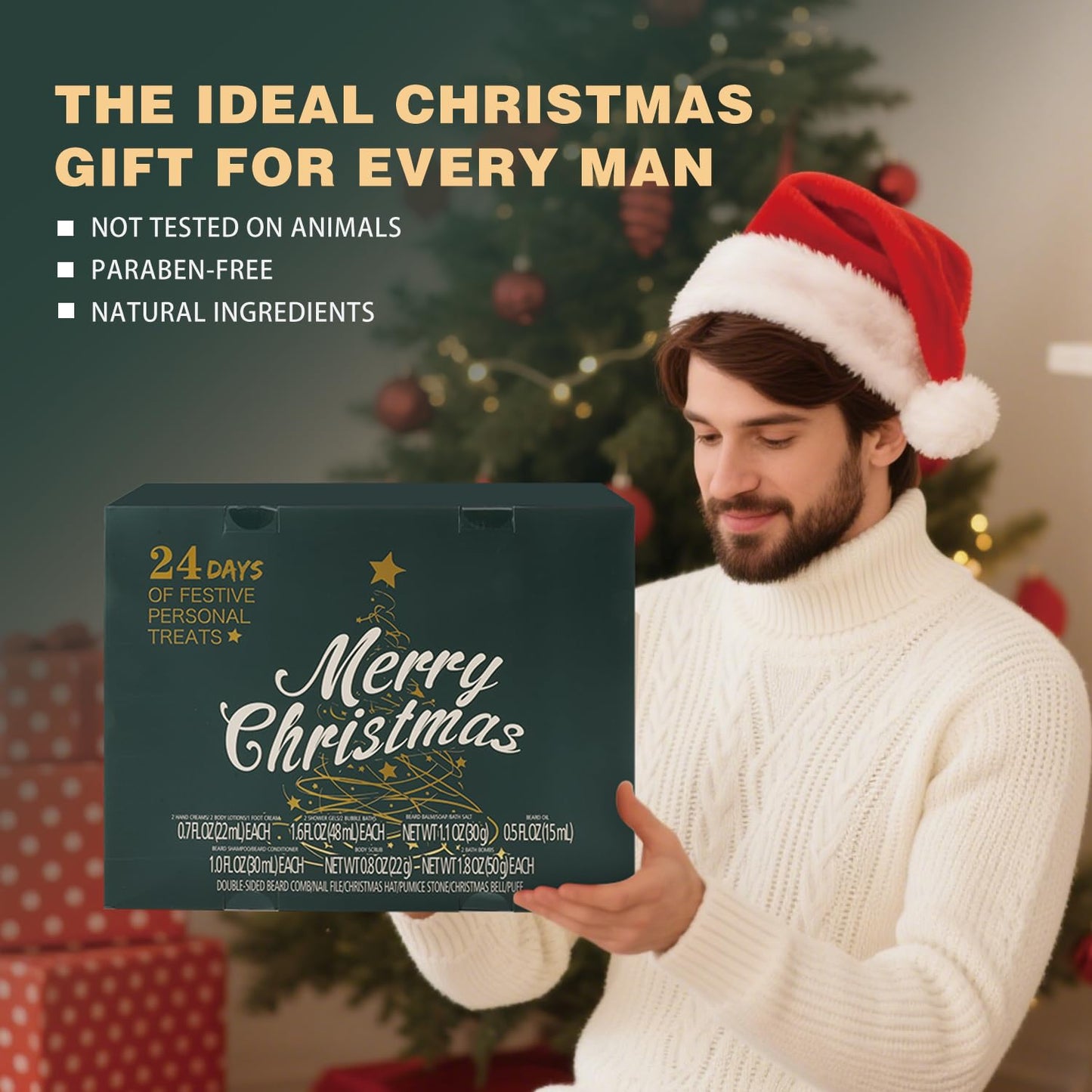 Rinse&Robust Mens Christmas Gifts 2025 Advent Calendar 24PCS Beauty Advent Calendar for Men Christmas Advent Calendars Holiday Gifts 24 Days Countdown Calendar Beard Care Grooming for Men