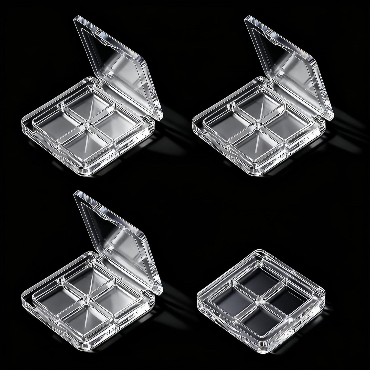 Fampery 4-Pack Empty Lipstick Palette - 4 Grid Clear Empty Makeup Palette Cases - Highlighters Sample DIY Eyeshadow Powder Blush Lipstick Boxes - Travel Eye Shadow Dispensing Storage Container