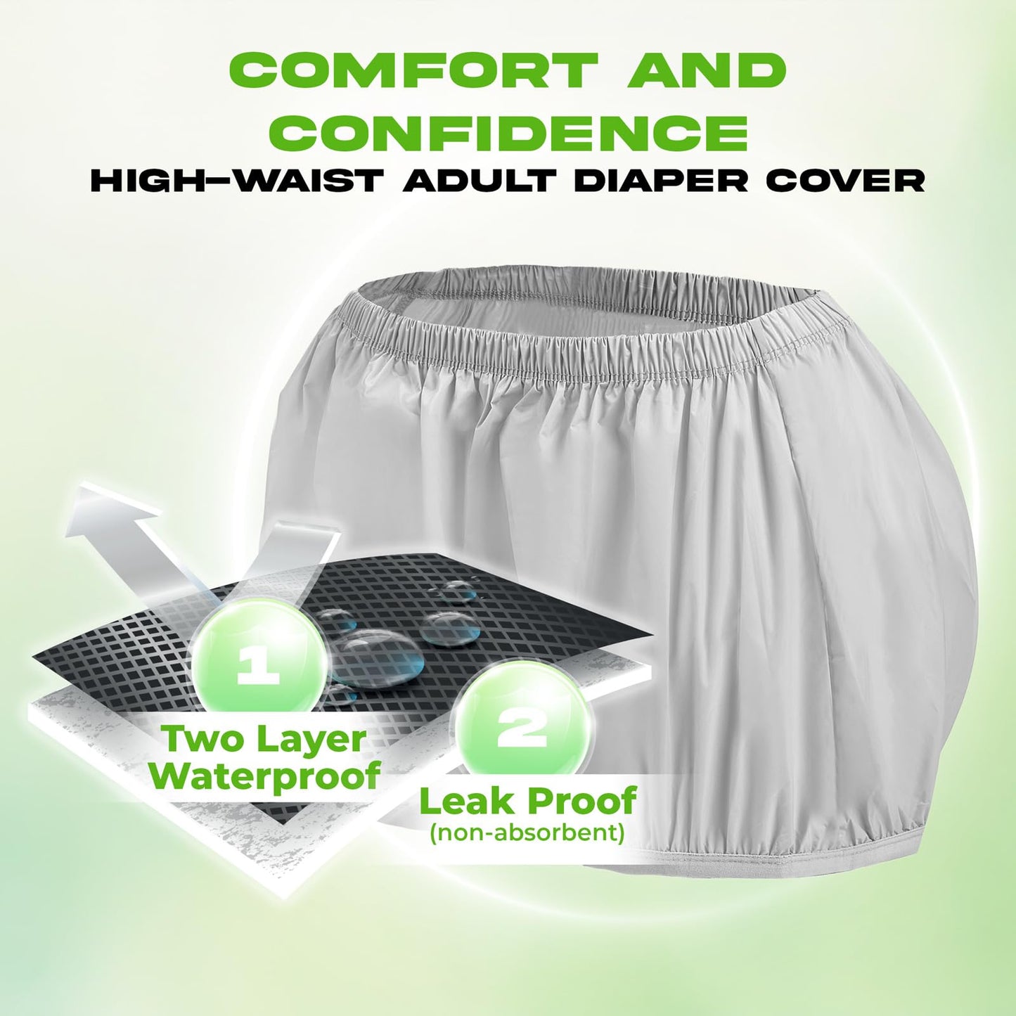 Menpol Adult Diaper Covers Waterproof, Leakproof Incontinence Plastic Pants Protective, Reusable Rubber Underwear for Women (1, Gray, S)