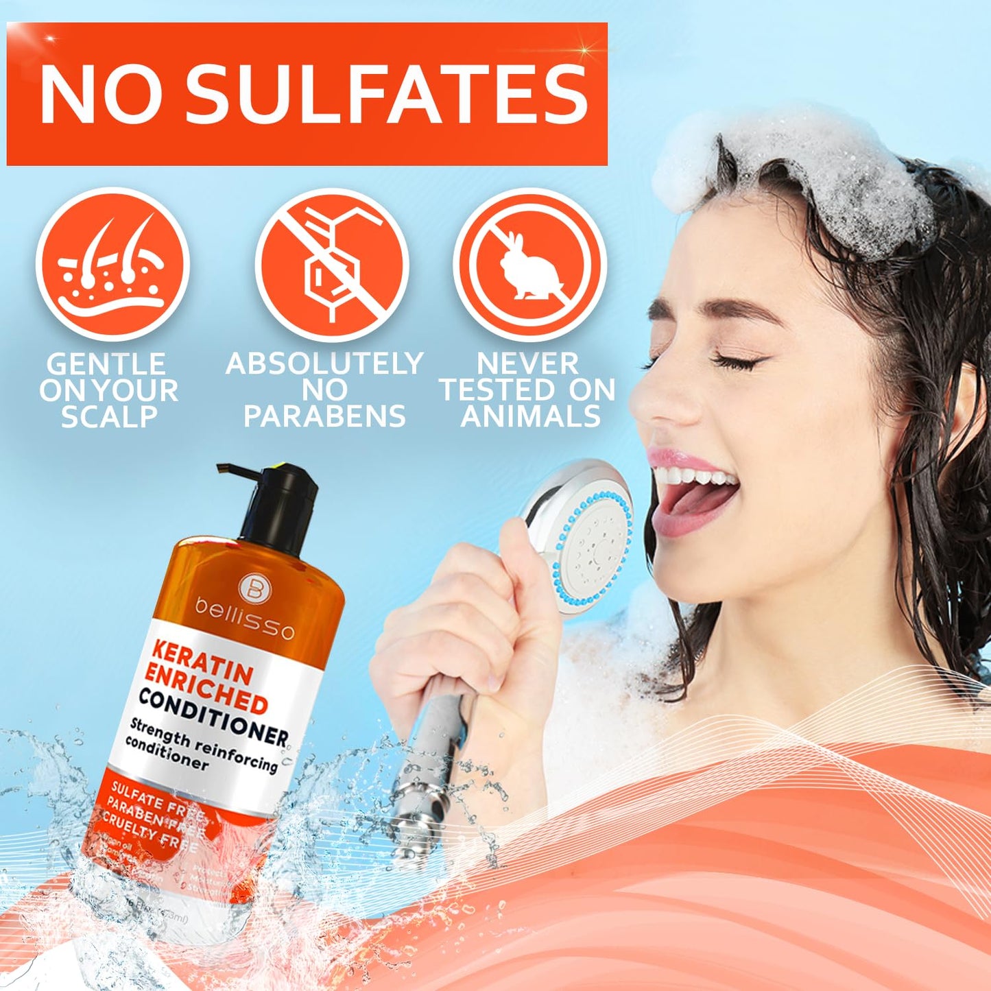 Keratin Conditioner - Sulfate & Paraben Free Deep Treatment for Dry, Damaged Hair | Repair Split Ends for All Hair Types