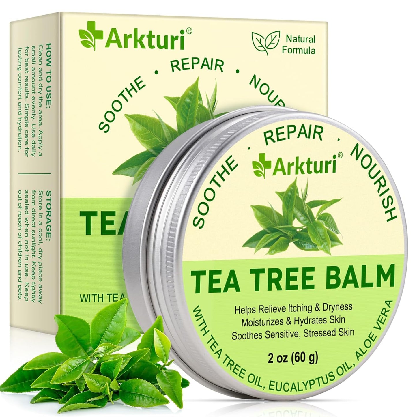 Tea Tree Oil Balm for Dry Skin Relief | Organic & Safe for All Ages - 1 Pack