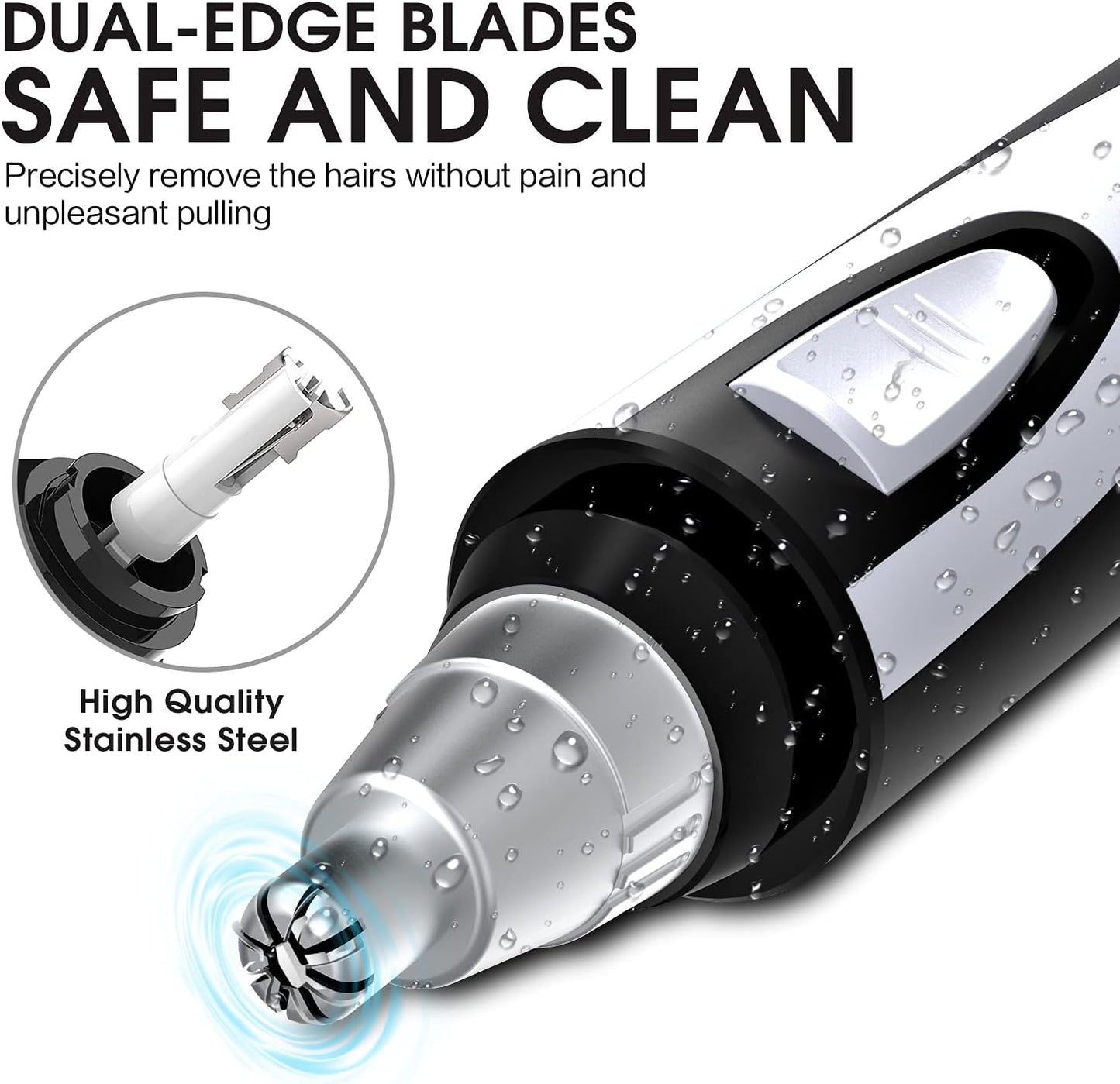Ear and Nose Hair Trimmer - Professional Painless Facial & Eyebrow Clipper | IPX7 Waterproof, Dual Edge Blades, Battery-Operated