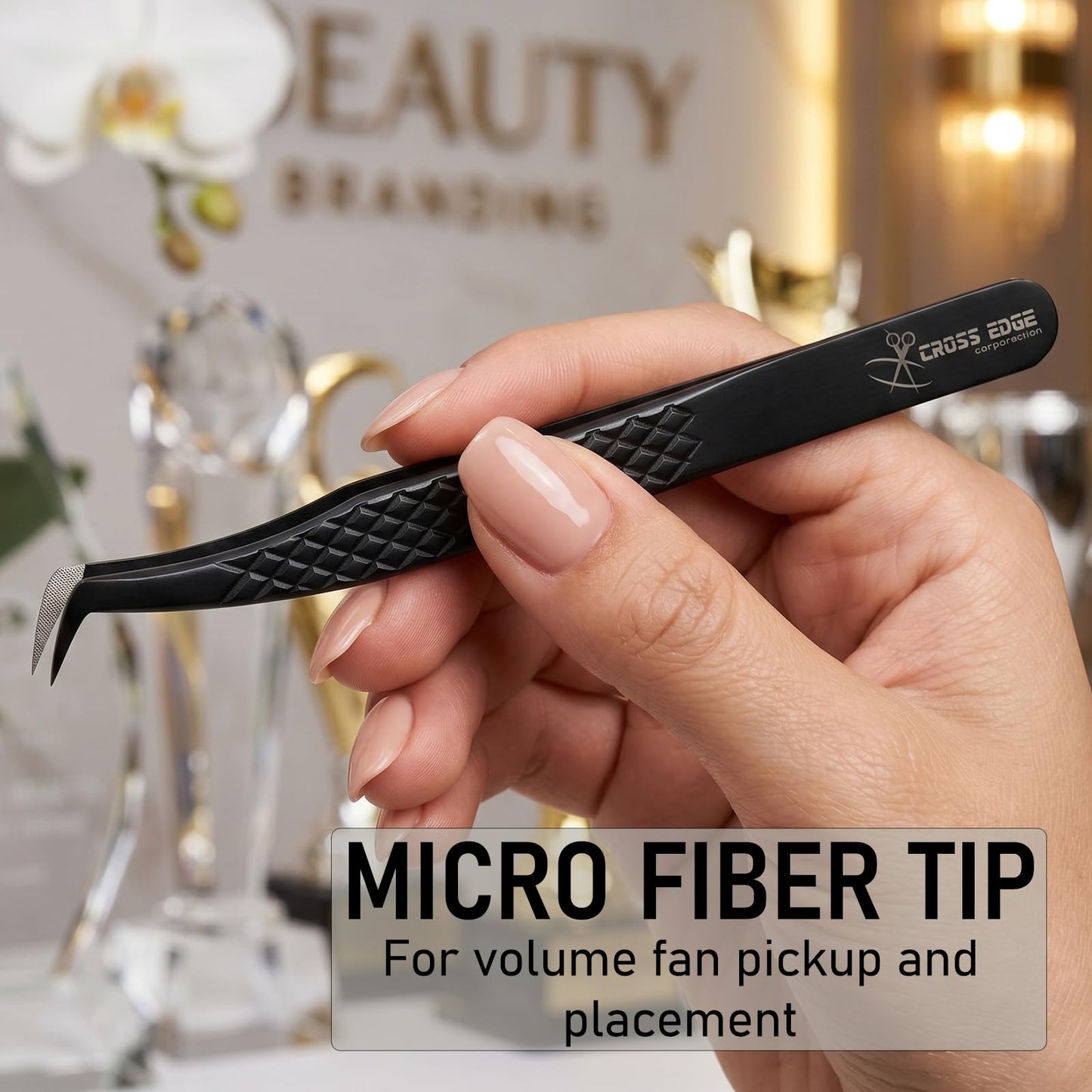 My Lash Tools Fiber Tip Lash Tweezers for Eyelash Extensions Professional Lash Tech Supplies Must Haves Volume Boot Eyelash Tweezers 12cm Stainless Steel Mink Fan Making Lashing Tweezer