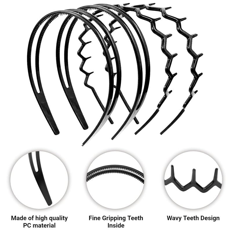 Redanha 4-Piece Hairband Set - Non-Slip Zigzag Headbands with Shark Tooth Design | Ideal for Women & Girls