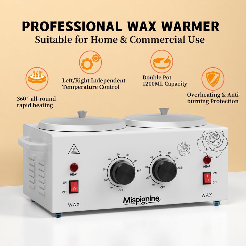 Double Wax Warmer Professional for Hair Removal, Large Wax Pot Electric Waxing Heater for Spa and Salon Equipment.