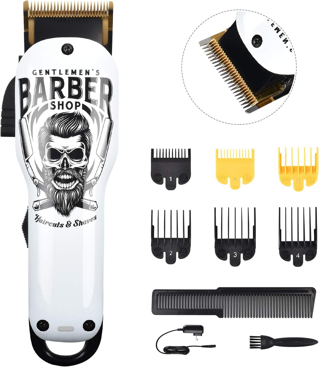 Professional Hair Clippers for Men - Rechargeable Metal T-Blade Beard Trimmer & Shaver Set | LED Display, Bronze