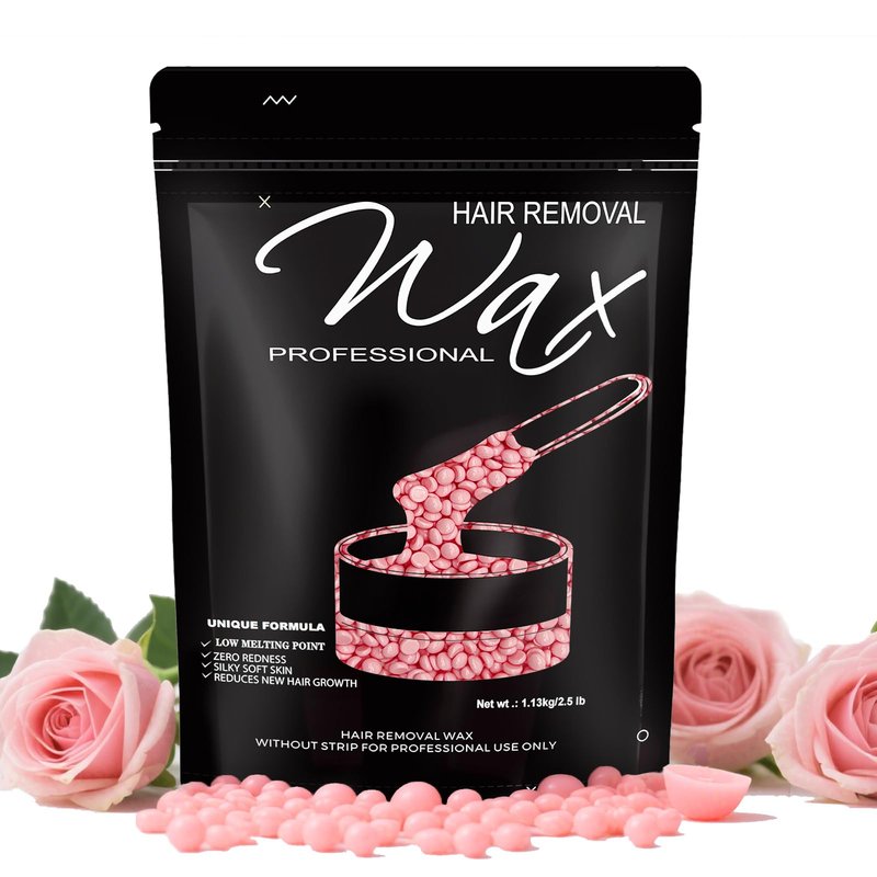 FEAMIRIA 2.5lb Wax Beads, Hard Wax Beads with Coarse Hair Formula -Wax Beads for Hair Removal Sensitive Skin Women, Idea for Full Body, Legs, Face,Bikini and Brazilian (Rose)