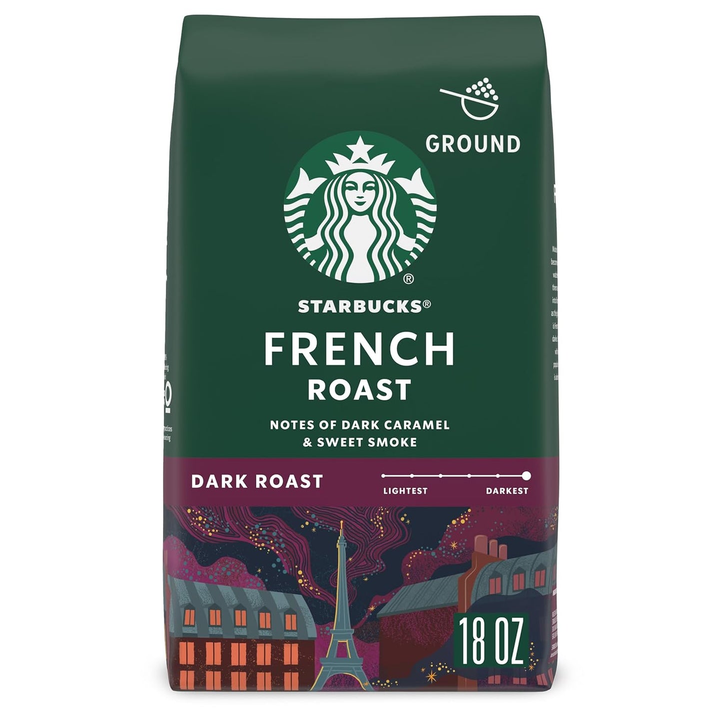Starbucks Ground Coffee - Dark Roast Italian Blend | 100% Arabica, 18 oz Bag