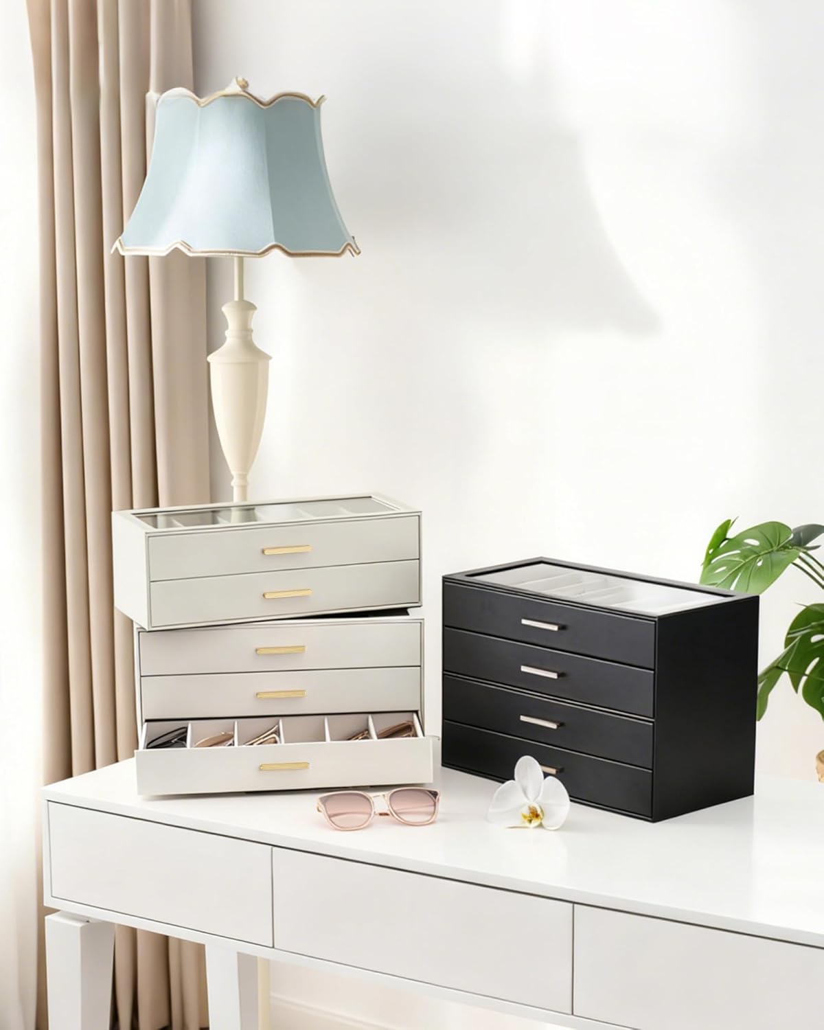 Sunglasses Storage Box for Women - Clear Top Eyewear Organizer Case | Stylish Display Holder