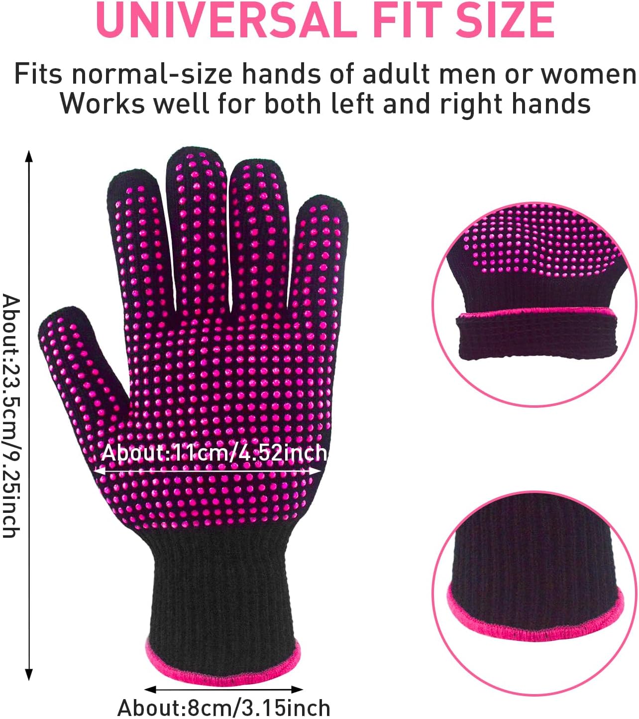 Heat Resistant Gloves - Silicone Bumps for Hair Styling | 4-Piece Set for Curling & Flat Iron Use