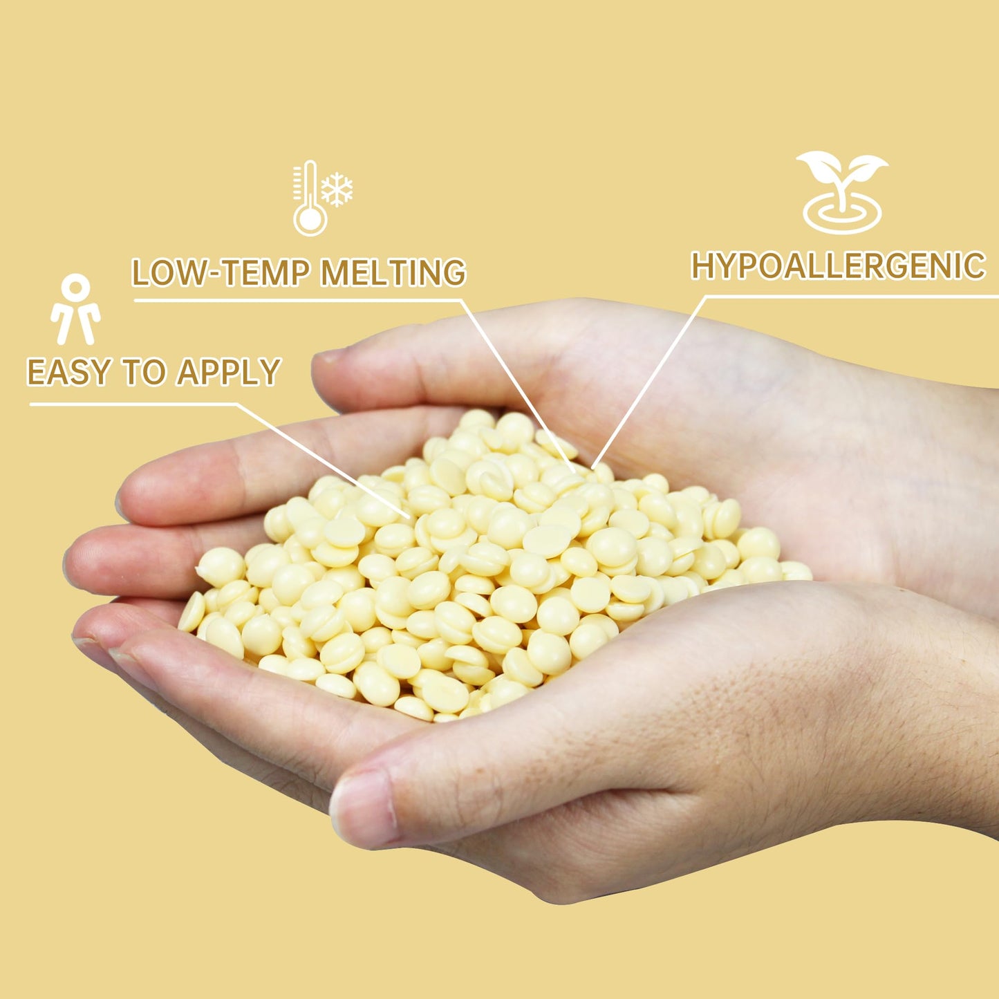 Hard Wax Beads for Hair Removal, Wax Beans for Full Body, Brazilian, Bikini Waxing, Face, Eyebrows, Underarms, Arms, Chest, Back, Legs, Home Refill wax for Wax Warmer Kit