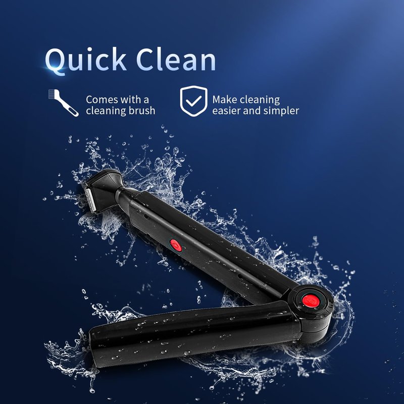 Back Shaver for Men, Electric Back Shaver Hair Trimmer, Mens Back Shaver with 2 Shock Absorber Flex Heads, Rechargeable Back Razor for Men with Adjustable Long Handle and Safety Blade