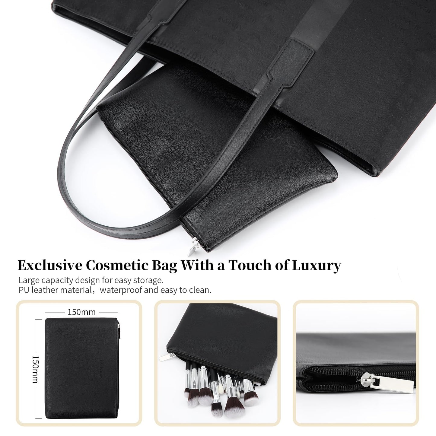 DUcare Makeup Brushes with Travel Bag 15Pcs Makeup Brush Set
