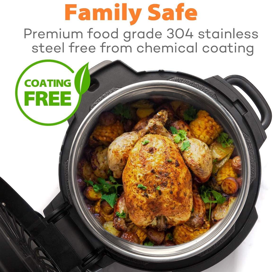 Goldlion Stainless Steel Inner Pot Compatible with Ninja Foodi 6.5 Quart Accessories Replacement Insert Liner