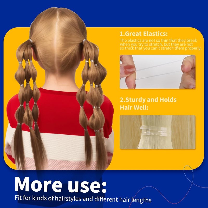 Clear Elastic Hair Bands - 2000 Mini Rubber Hair Ties | Soft 2mm Width, 30mm Length