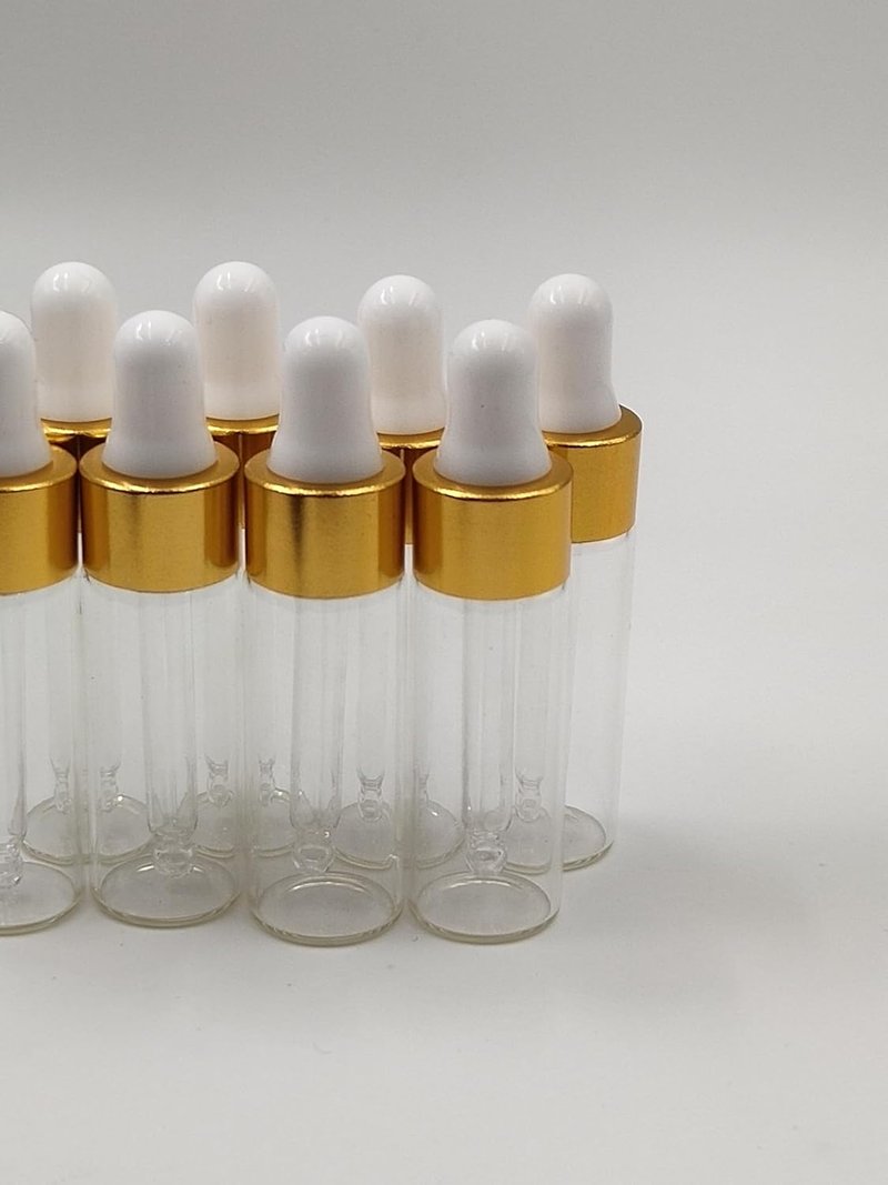 Mini Dropper Bottles - 15-Pack Clear Glass for Essential Oils & Aromatherapy | Gold Cap