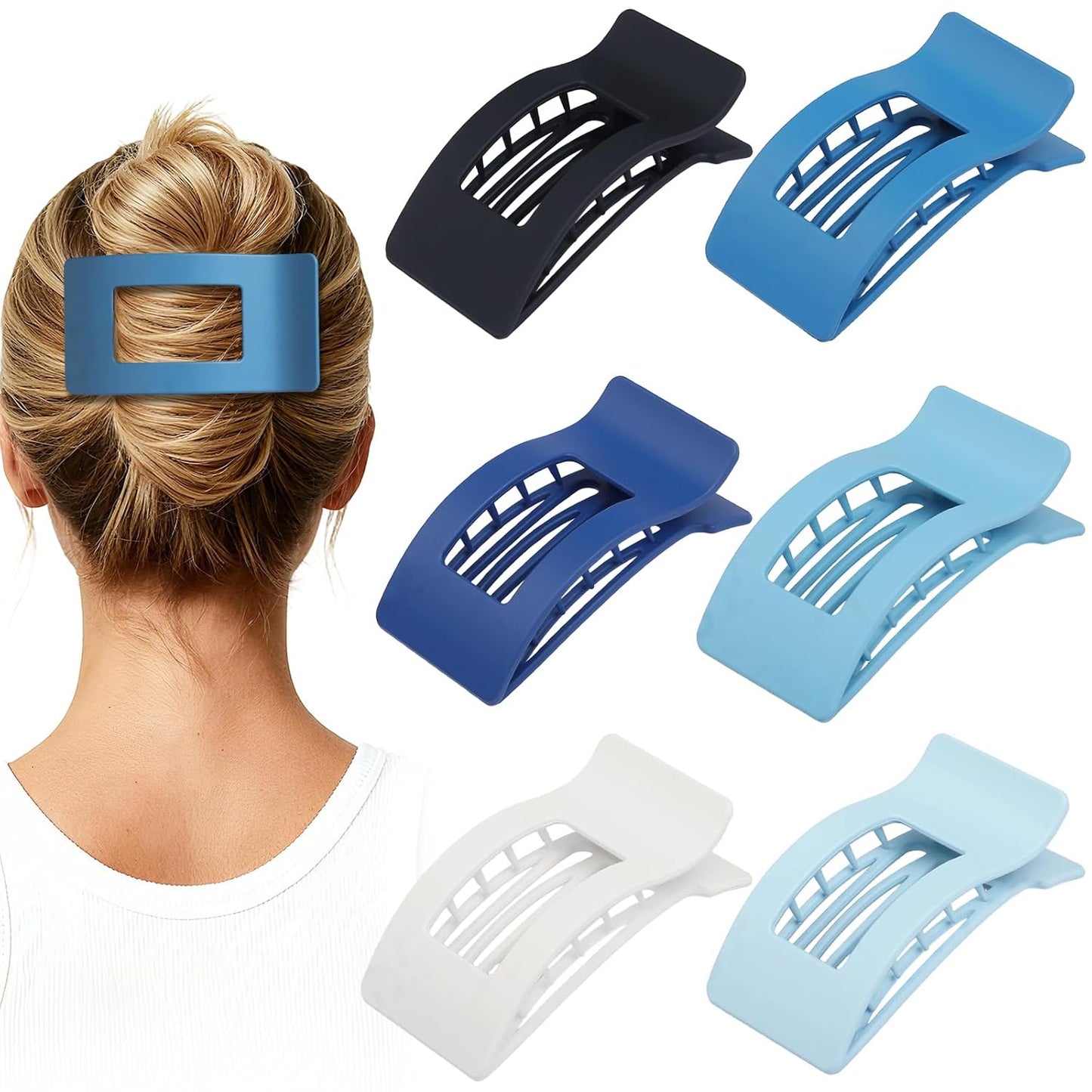 French Flat Hair Clips - 6pcs Matte Claw Clips for Thick or Thin Hair | Non-Slip Strong Hold Accessories