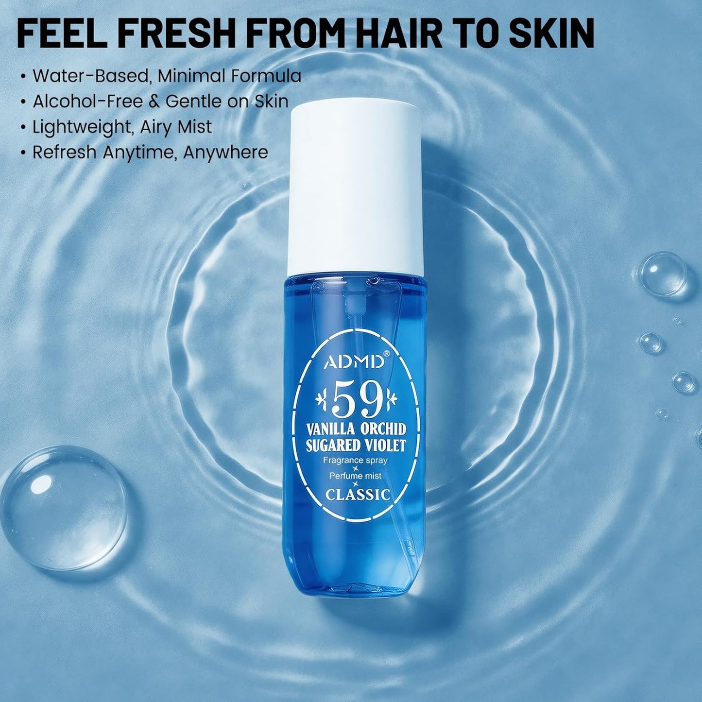 Vanilla Orchid Body & Hair Mist - Alcohol-Free Vegan Perfume Spray with Sugared Violet & Sandalwood | 3 oz