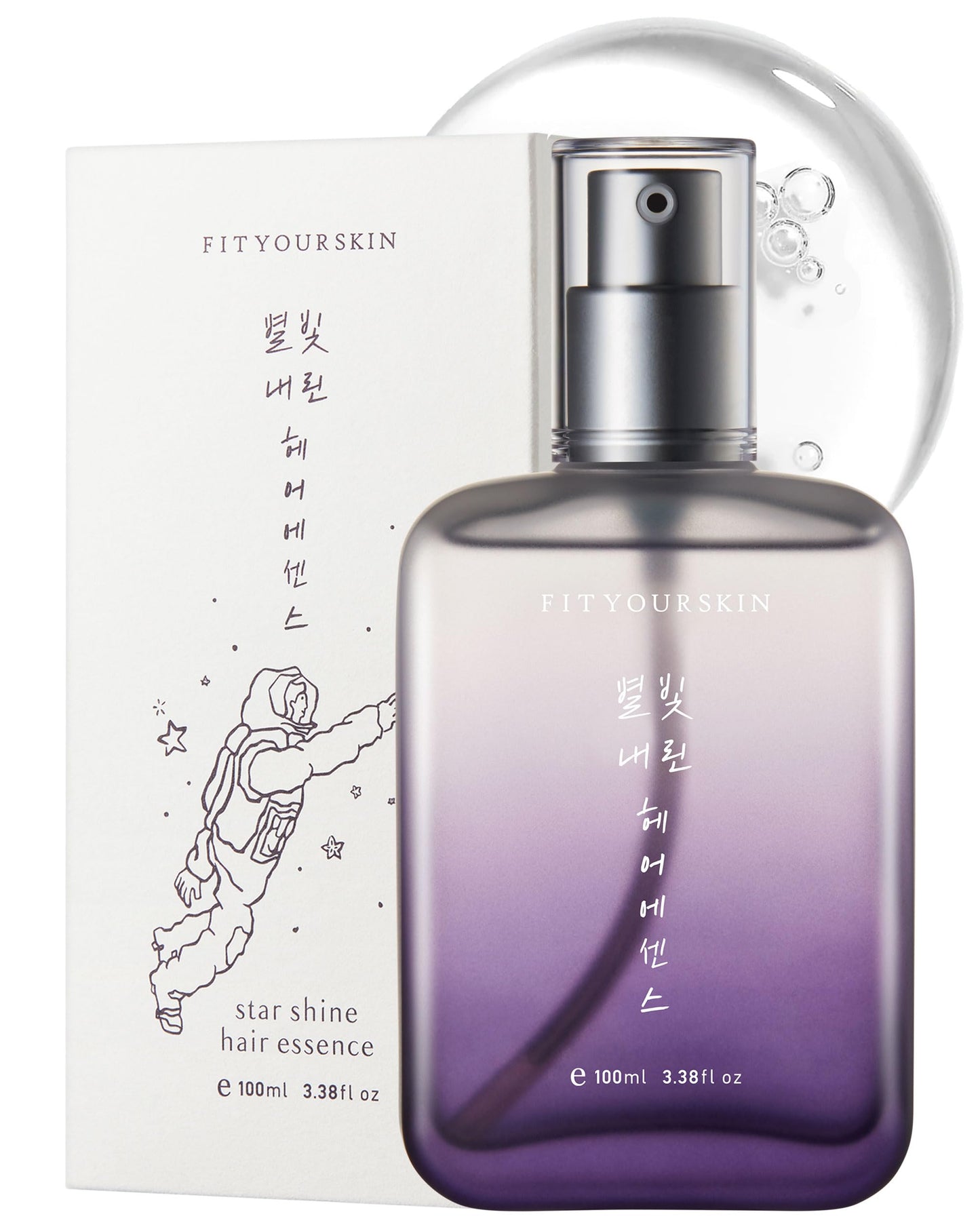 FIT YOUR SKIN Star Shine Hair Essence (3.38 oz) – Perfumer-Crafted Floral Musk Hair Oil Serum – Lightweight Anti-Frizz Treatment for Flyaways & Dry Ends, Sacha Inchi & Argan Oil, Non-Greasy K-Beauty