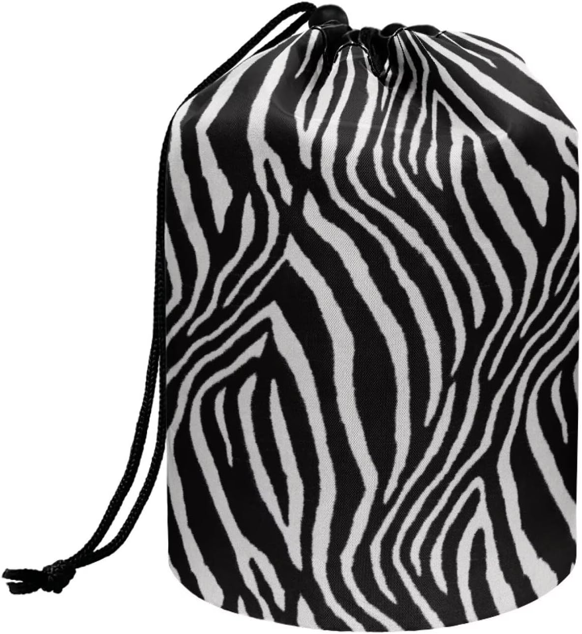 Peach Blossom Blue Cosmetic Bag for Women - Portable Drawstring Makeup Organizer | Collapsible Toiletry Storage
