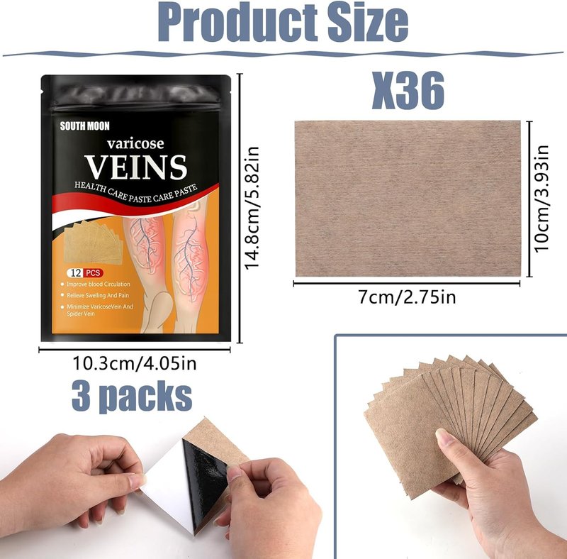 Varicose Veins Patch - 36PCS Natural Relief for Spider Veins | Strengthen Capillary Health & Improve Circulation