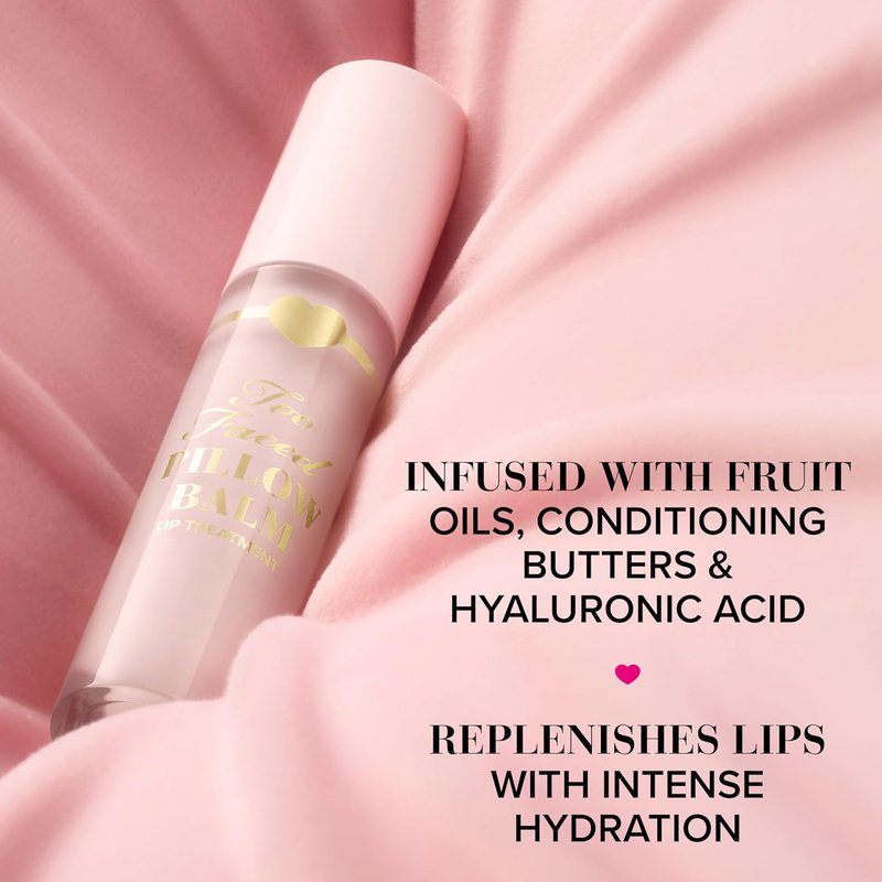 Too Faced Pillow Balm - Ultra-Hydrating Lip Treatment with Hyaluronic Acid | Nourishing Liquid Lip Balm for Soft, Smooth Lips