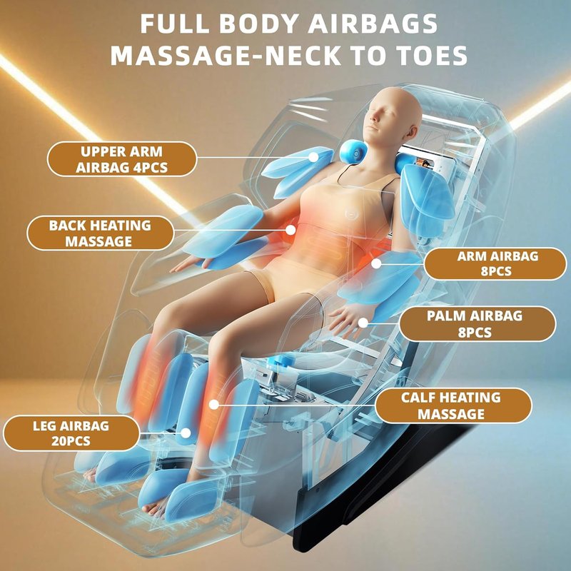 4D Massage Chair - Full Body Zero Gravity Recliner with 15 Auto Modes, 11 Techniques & APP Control | Coffee Color