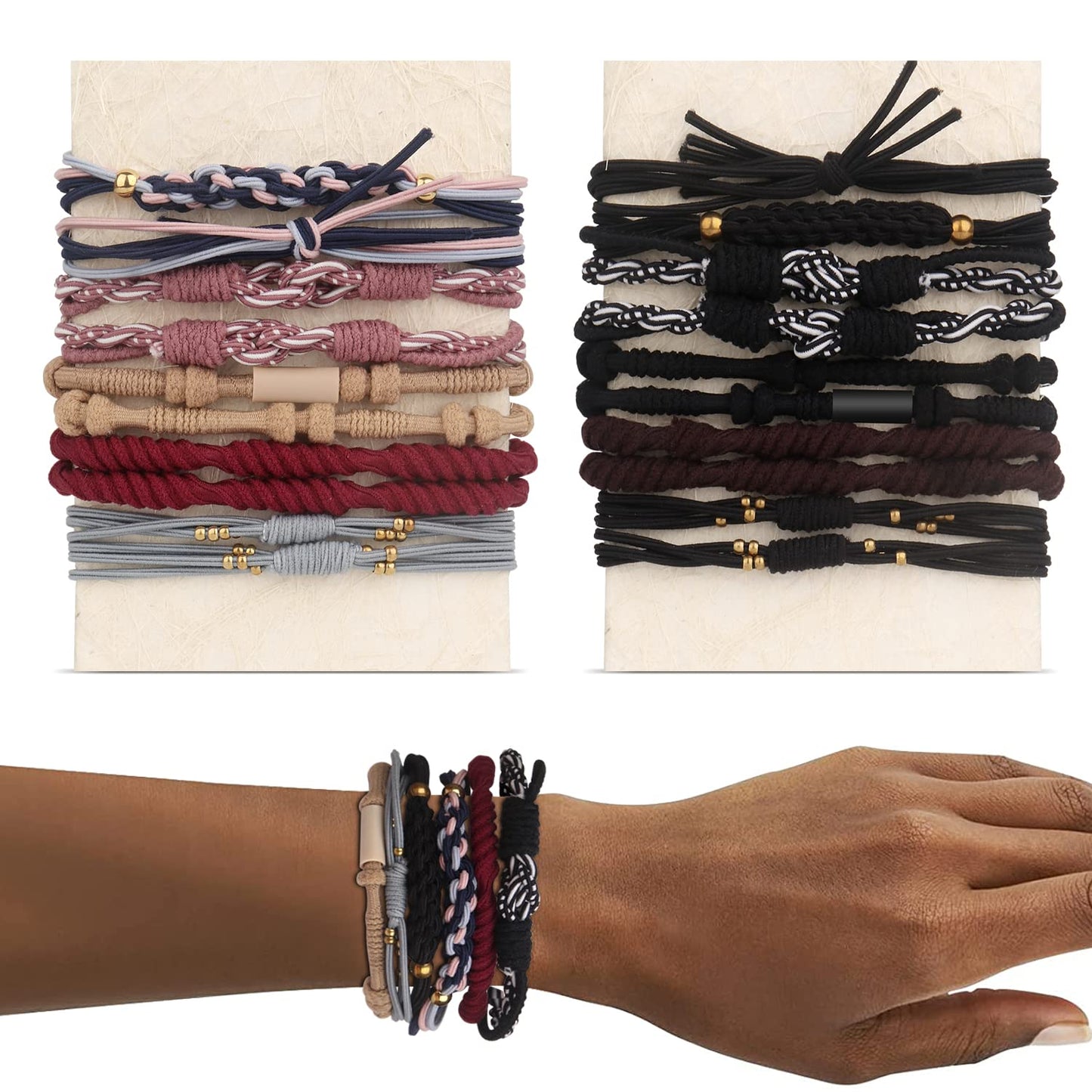 25 Pcs Hair Tie Bracelets - Stylish Boho Hair Ties for Women | No Damage Ponytail Holders in 6 Trendy Colors