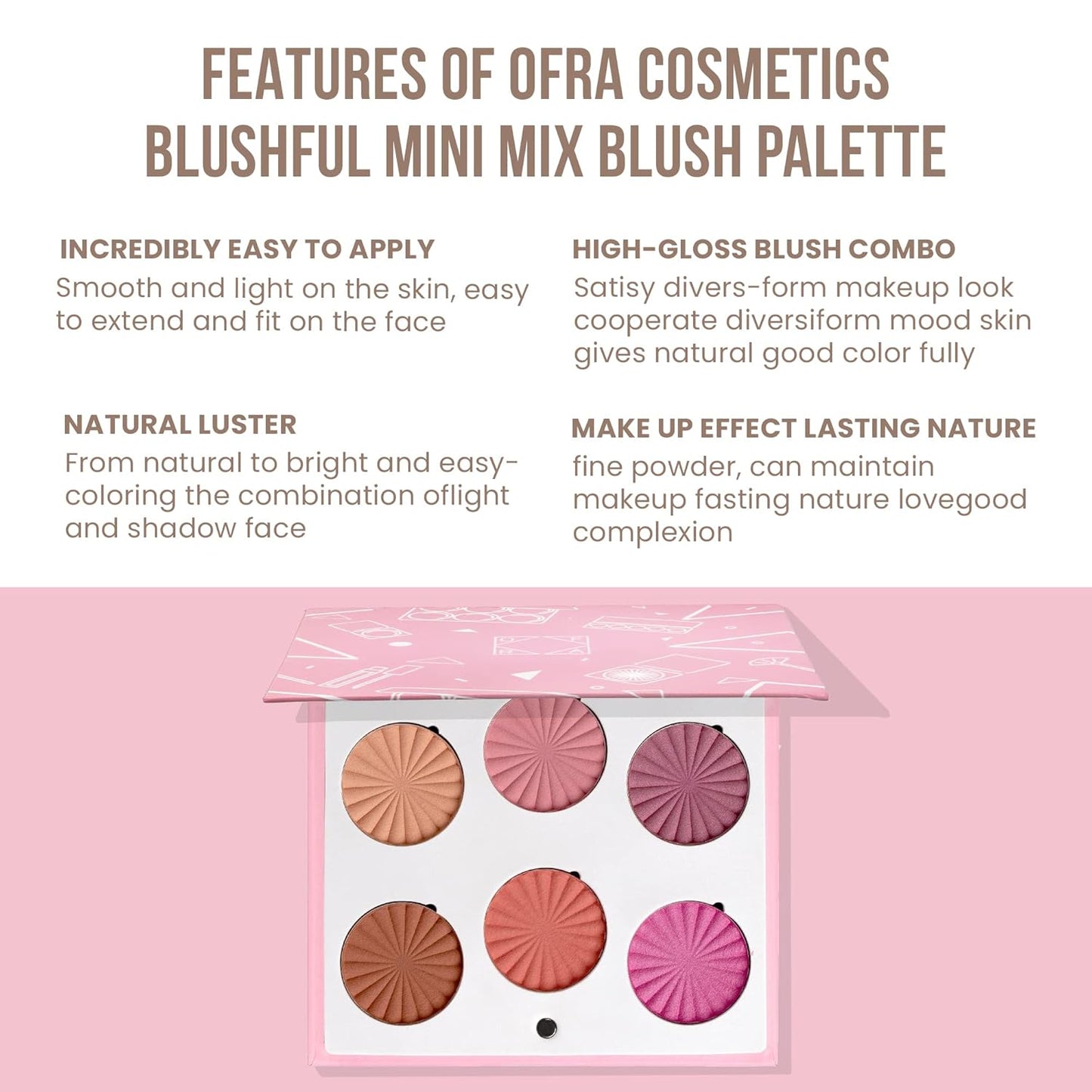 OFRA Face Palette - Blush & Highlighter Mini Travel Makeup Palette | Blushful Shade