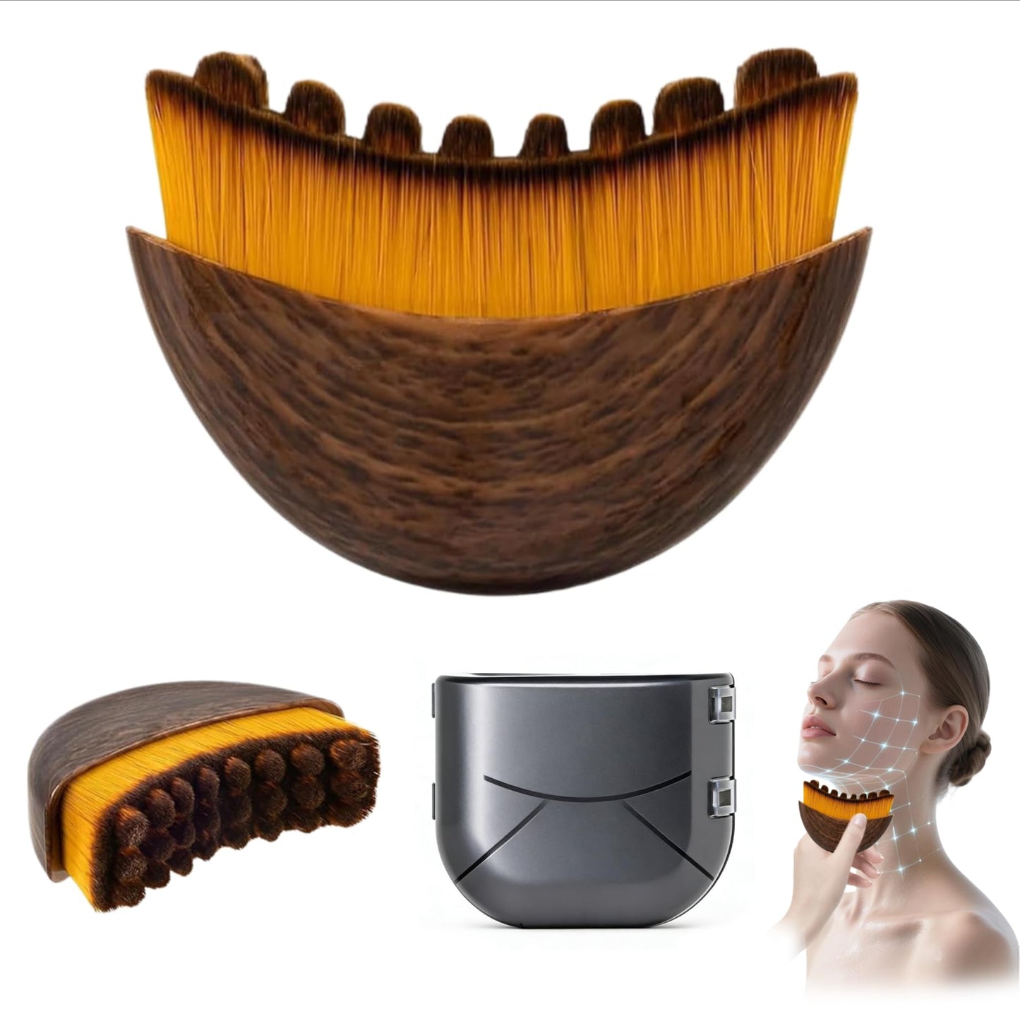 Lymphatic Contour Face Brush, Manual Facial Sculpting & Lymphatic Drainage Massager, Ergonomic Hypoallergenic Soft Bristles Brush for Anti-Puffiness, Detox & Lift, Improves Skin Glow & Absorption