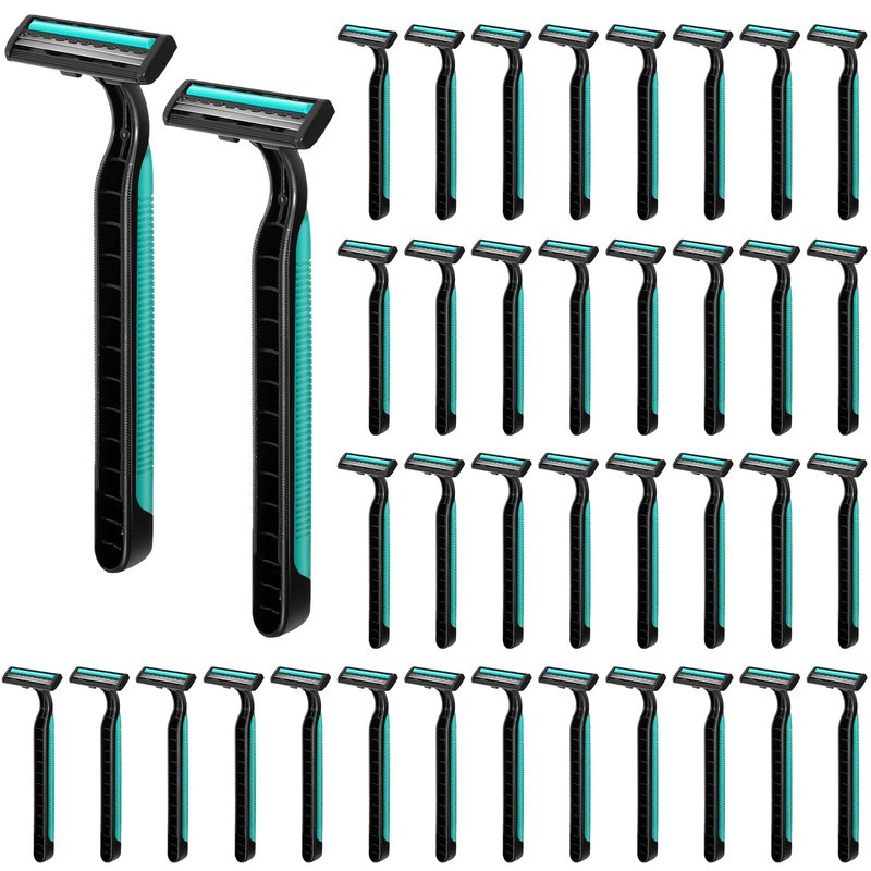 Clothsport 120 Pack Disposable Twin Blade Razors Individually Wrapped, Clear Safety Cap， Multipurpose Portable Shave Razor for Man Woman Bathing Hotel Travel (Green)