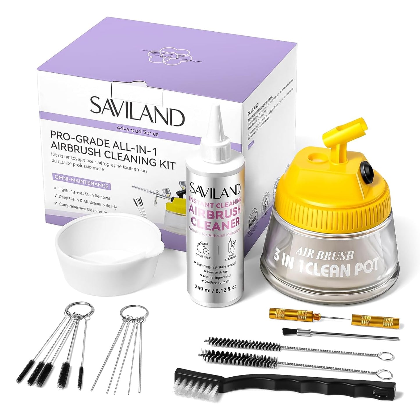 SAVILAND Pro Airbrush for Nails - 25 PSI Precision Nail Art Tool | Cordless, 0.3mm Nozzle, Flow-Locked Atomization