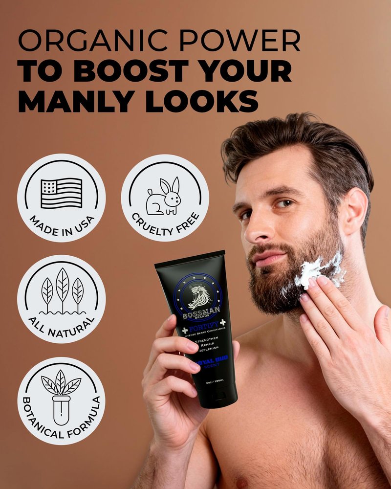 Bossman Essentials Beard Kit for Men, Set of 3 - Beard Oil Jelly, Fortifying Conditioner Cream, Beard Balm - Grooming Growth Care Accessories - Gift Set for Men (Naked - Unscented)