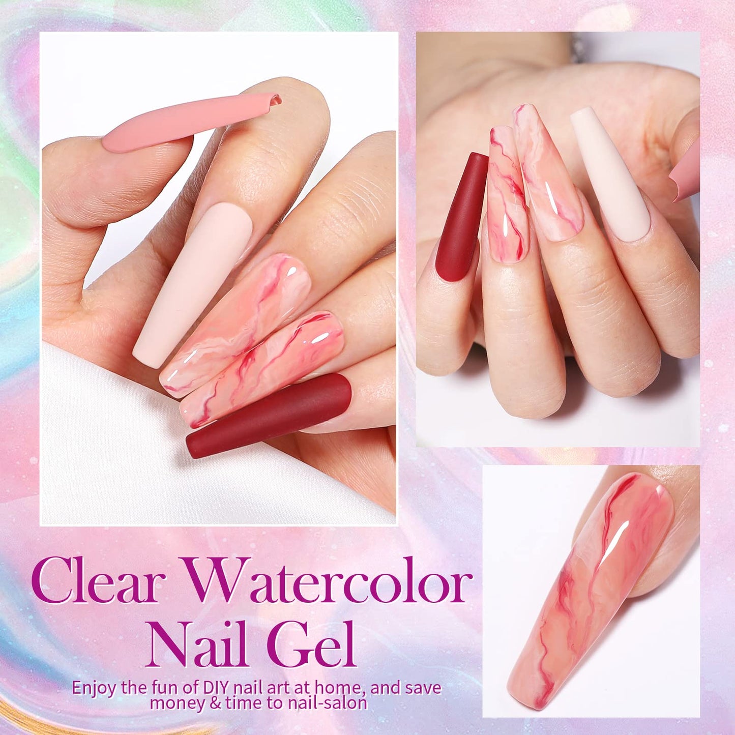 Born Pretty Nail Blooming Gel, 15ml Clear Clear U V Led Blossom Gel Polish for Spreading Effect Marble Natural Stone Watercolor Floral Print Nail Art DIY Design Manicure Valentine's Day Gift