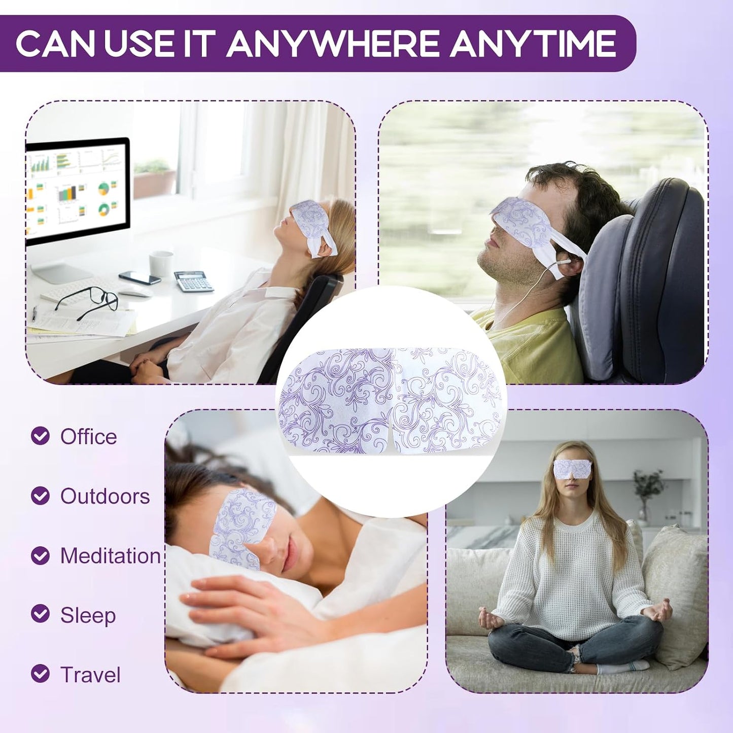 XPCARE Steam Eye Masks - 32 Pack Disposable Heated Eye Masks for Dry Eyes, Dark Circles & Puffy Eyes | Lavender Scent