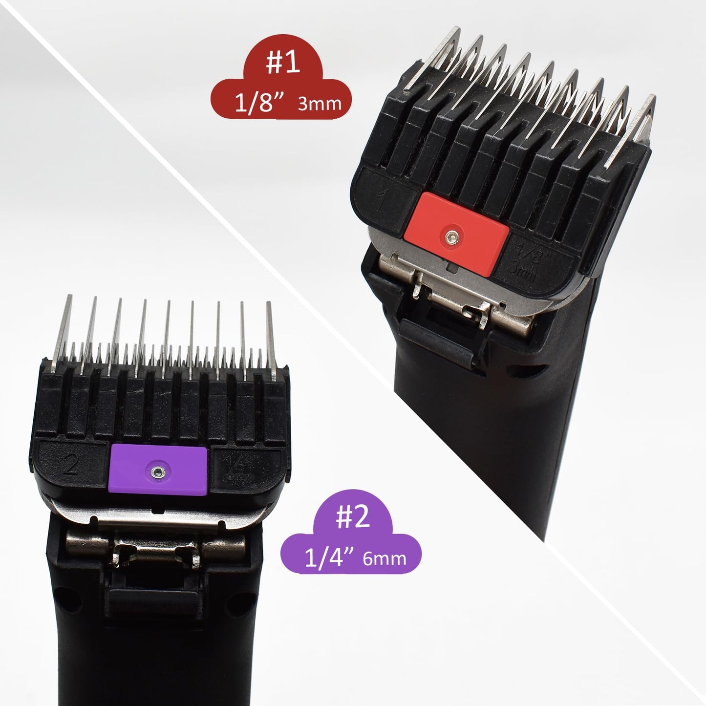 8 Pieces Professional Animal Stainless Steel Attachment Guide Guard Combs for A5 Style Detachable Blade Pet Groomers, Compatible with Wahl KM Series Andis AG BG Oster Classic 76 A5 A6 Animal Clippers