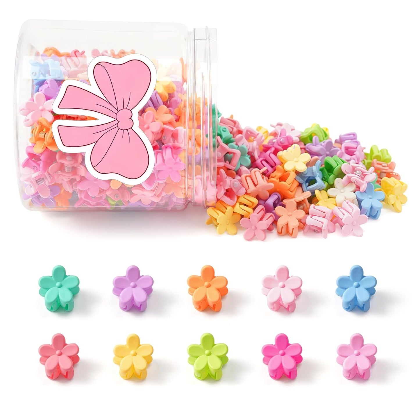 Colorful Mini Flower Hair Clips - 150 Pcs Cute Claw Clips for Girls & Women | Toddler Hair Accessories