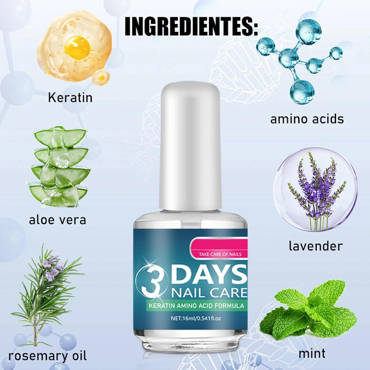 Nail Strengthener Polish - Keratin Treatment for Weak & Damaged Nails | Clear Moisturizing Solution for Stronger, Smoother Nails