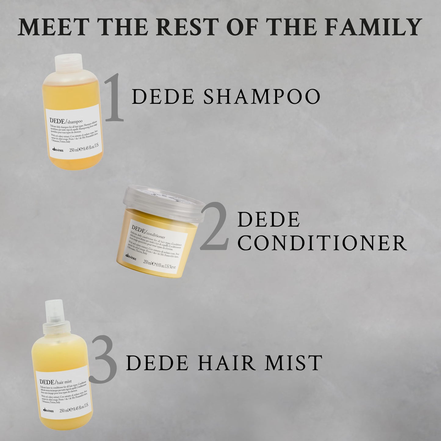 Davines DEDE Hair Mist, Lightweight Leave-In Milk Conditioner for All Hair Types - Frequent Use Spray to Detangle, Moisturize, and Remineralize with Red Celery Extract, Weightless, 8.45 Fl Oz