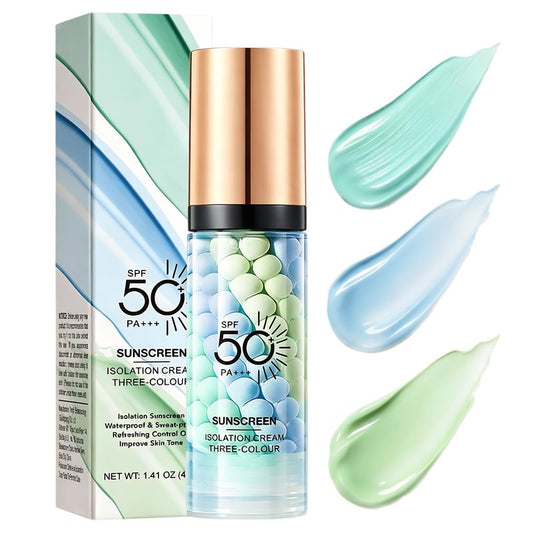 3 In 1 Primer for Face Before Makeup, Sunscreen Color Correcting Serum, SPF 50 PA+++ Isolation Cream, One Step Color Corrector Face Primer, Blurs Imperfections Oil Control & Moisturizing,Radiance Skin
