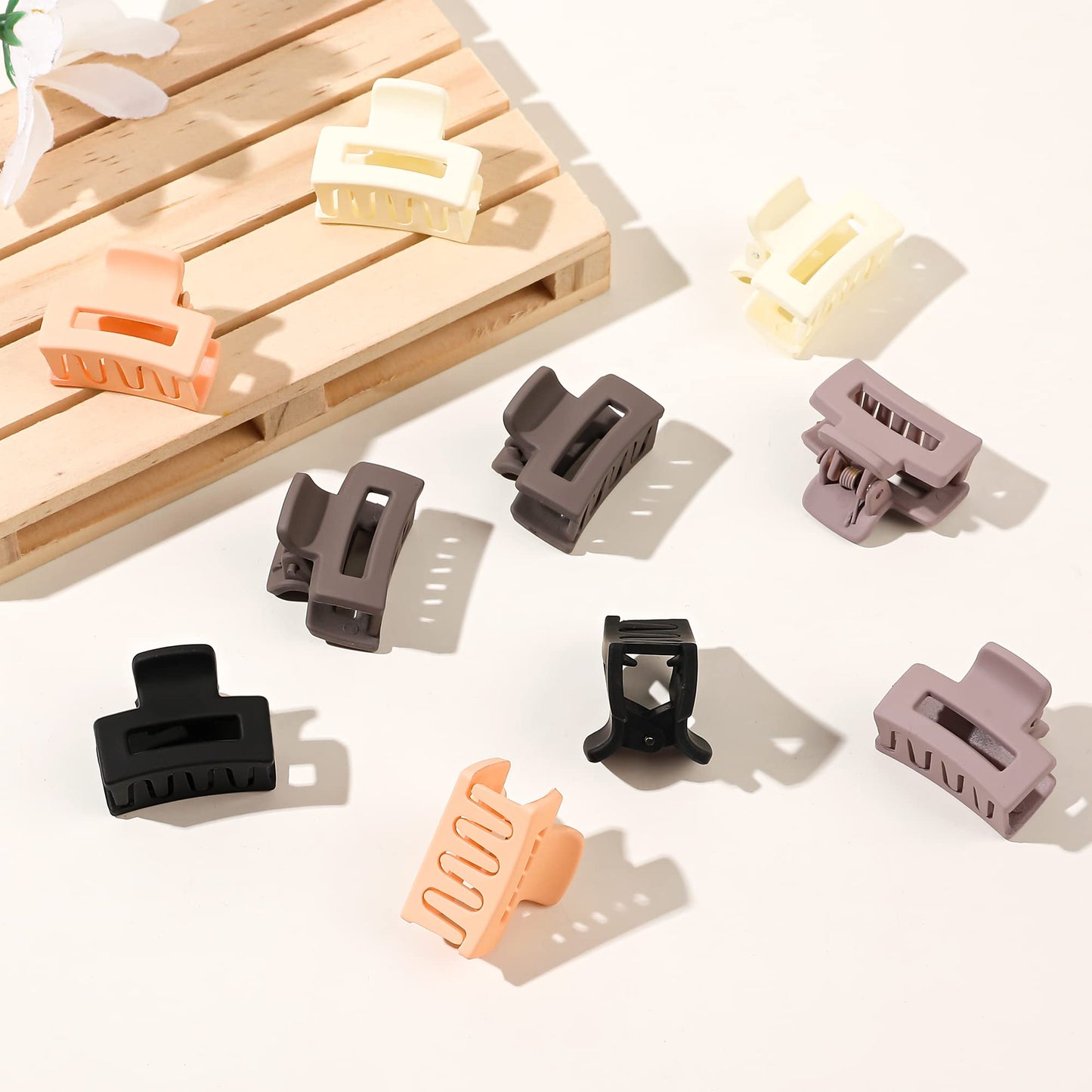 Small Claw Hair Clips for Women Girls - Mini Hair Clips Rectangle Tiny Claw Clips for Thin Hair Strong Hold Cute Jaw Clip Nonslip Hair Styling Accessories with Box