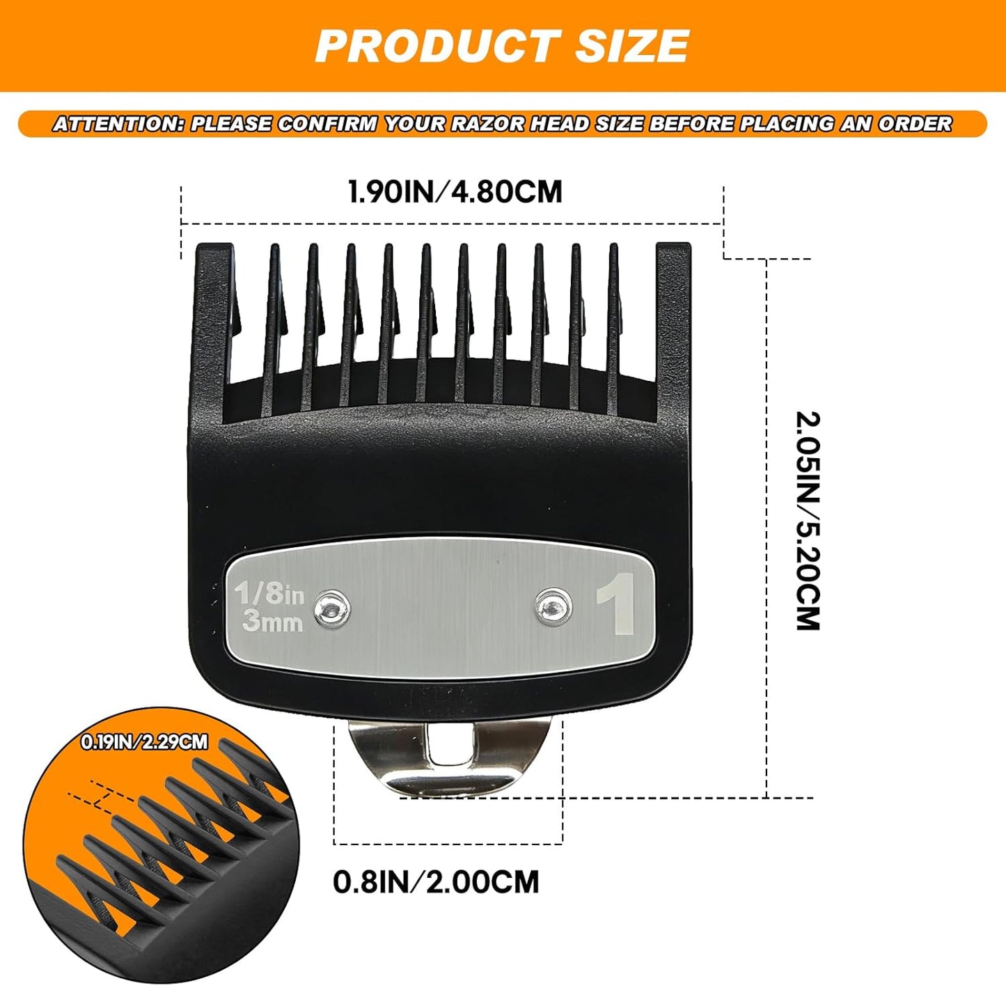Wahl Clipper Guards Set - 3 Pack Replacement Metal Guide Combs | 1/16" & 1/8" for Barbers, Black